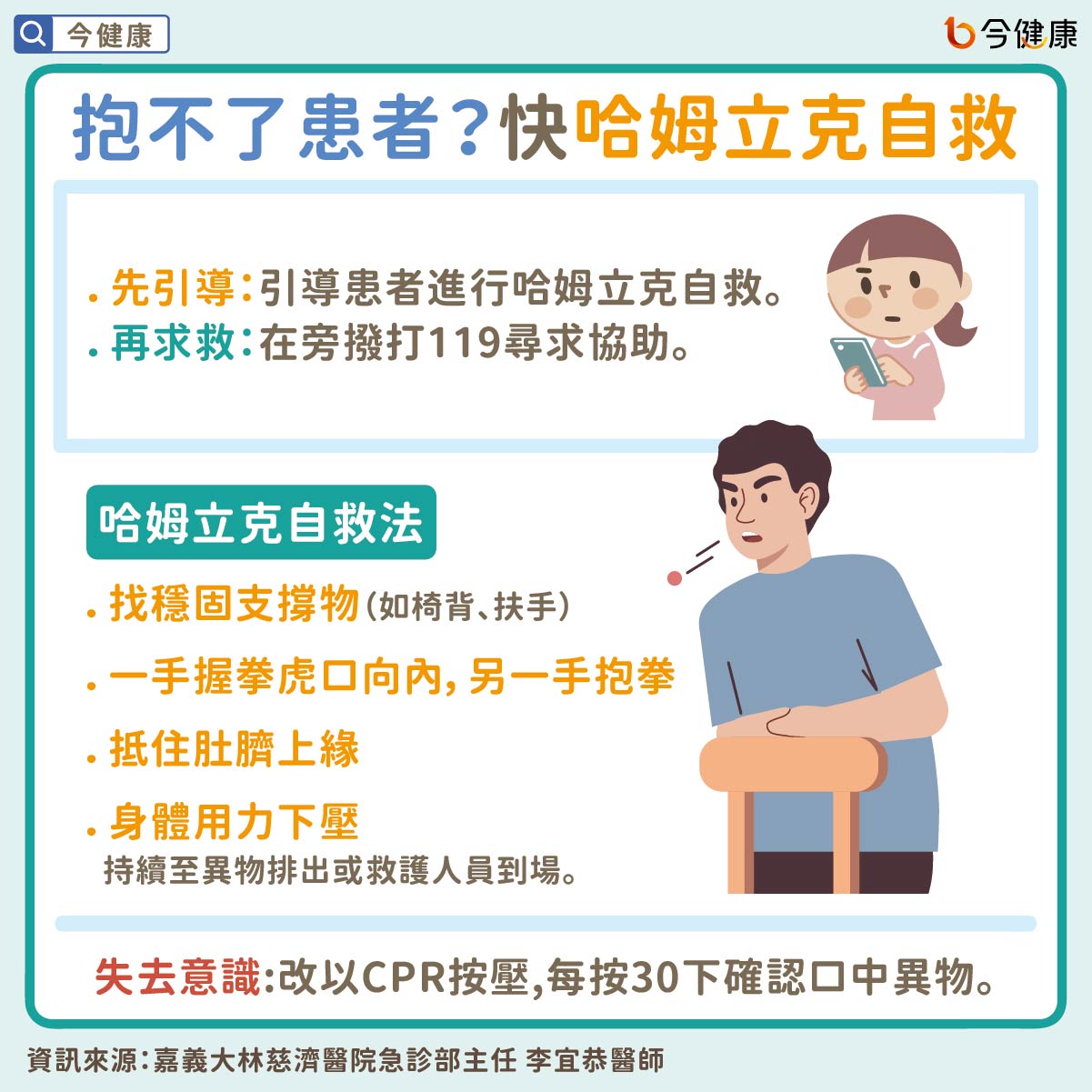 抱不了患者？快哈姆立克自救