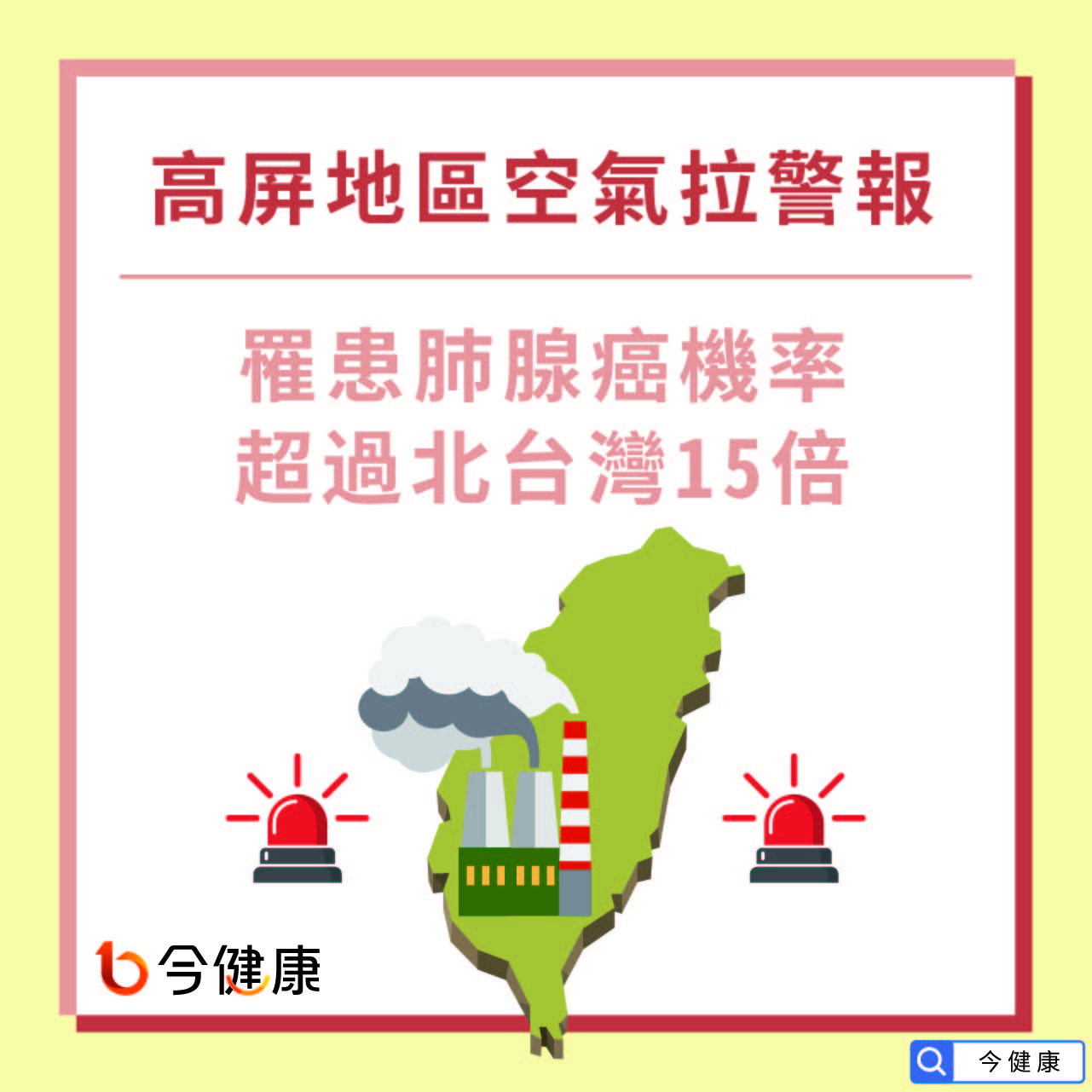 高屏地區空氣拉警報，罹患肺腺癌機率超過北台灣15倍