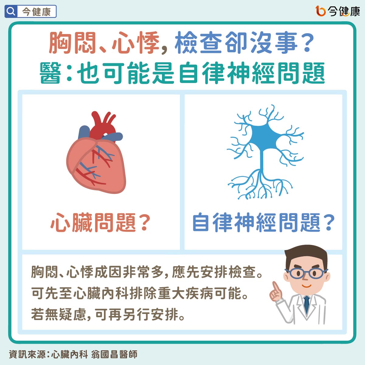 胸悶、心悸，檢查卻沒事？醫：也可能是自律神經問題